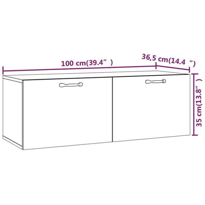 Wandkast 100x36,5x35 cm bewerkt hout betongrijs