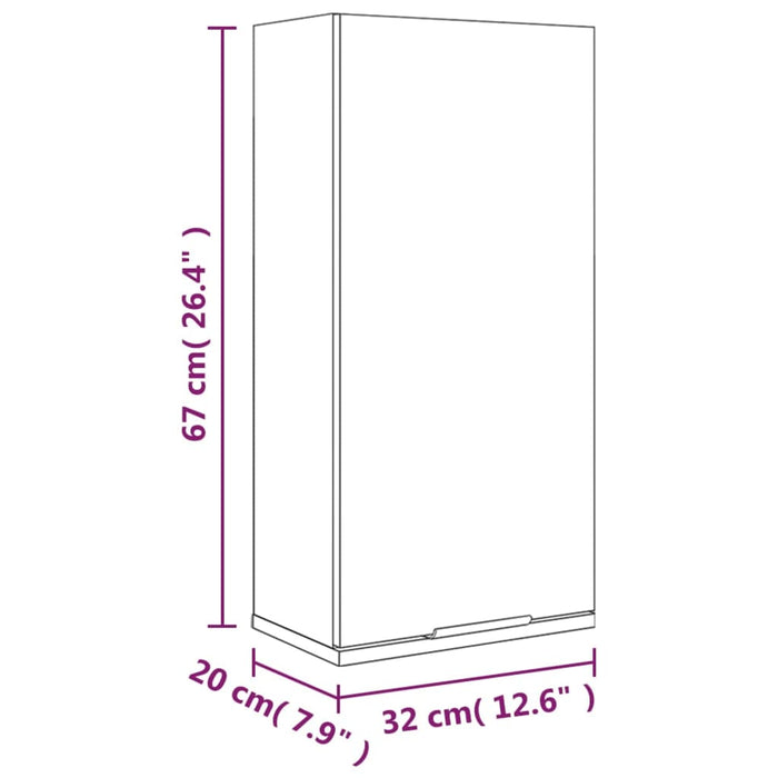 Badkamerkast wandgemonteerd 32x20x67 cm gerookt eiken