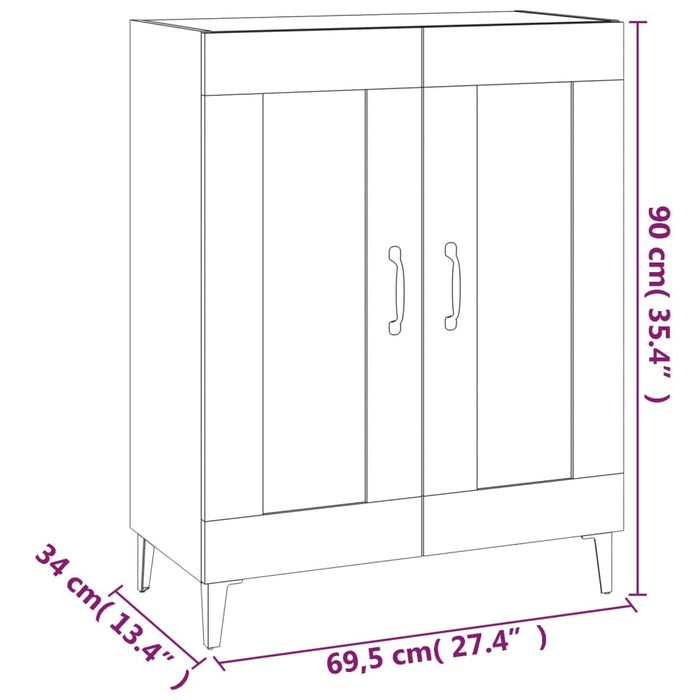 Dressoir 69,5x34x90 cm bewerkt hout gerookt eikenkleurig