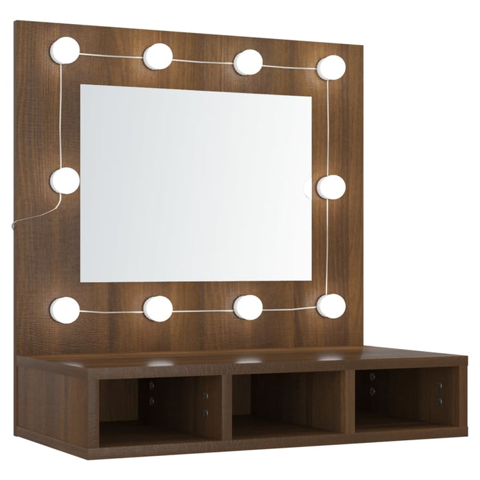 Spiegelkast met LED-verlichting 60x31,5x62 cm bruineikenkleurig