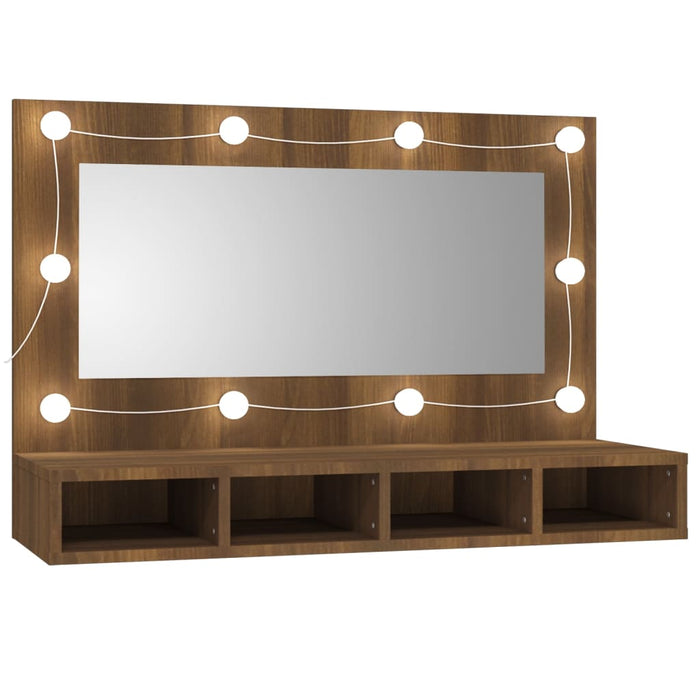 Spiegelkast met LED-verlichting 90x31,5x62 cm bruineikenkleurig