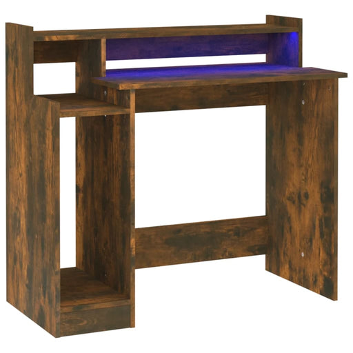 Bureau met LED-verlichting 97x90x45 cm hout gerookt eiken