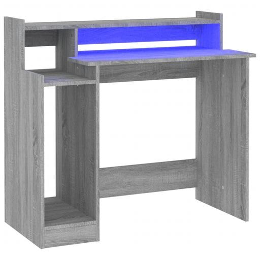 Bureau met LED-verlichting 97x90x45 cm hout grijs sonoma eiken