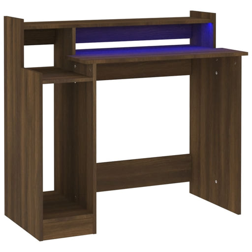 Bureau met LED-verlichting 97x90x45 cm hout bruineikenkleurig