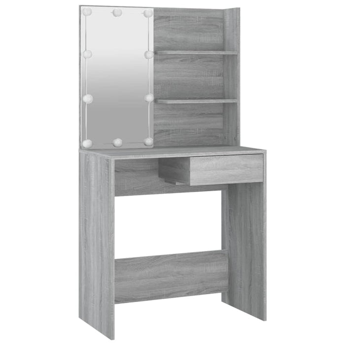 Kaptafel met LED-verlichting 74,5x40x141 cm grijs sonoma eiken