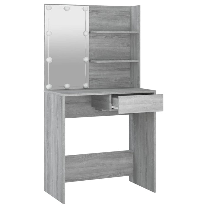 Kaptafel met LED-verlichting 74,5x40x141 cm grijs sonoma eiken