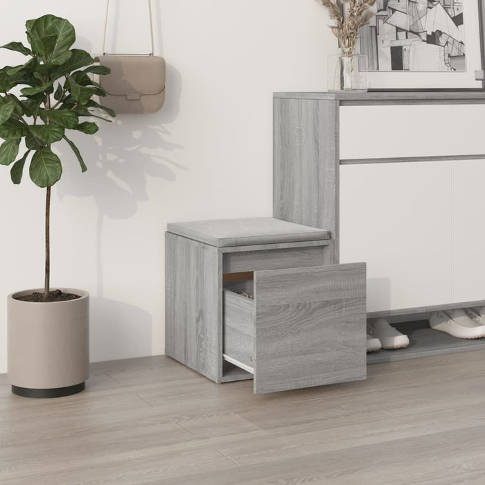 Opbergbox met lade 40,5x40x40 cm bewerkt hout grijs sonoma eik