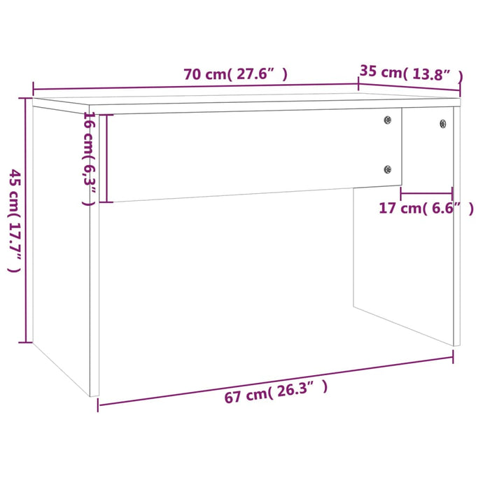 Kaptafelkruk 70x35x45 cm bewerkt hout grijs sonoma eikenkleurig