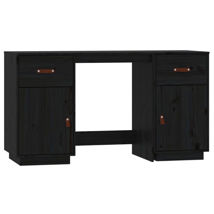 Bureau met kastjes 135x50x75 cm massief grenenhout zwart