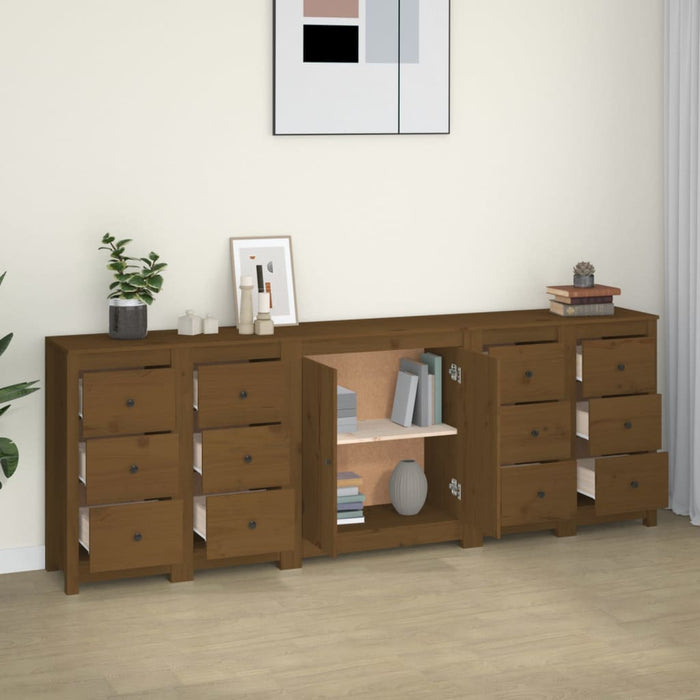 Dressoir 230x35x80 cm massief grenenhout honingbruin