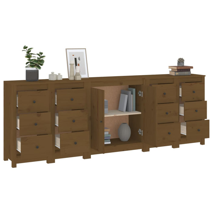 Dressoir 230x35x80 cm massief grenenhout honingbruin