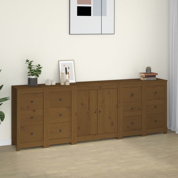 Dressoir 230x35x80 cm massief grenenhout honingbruin