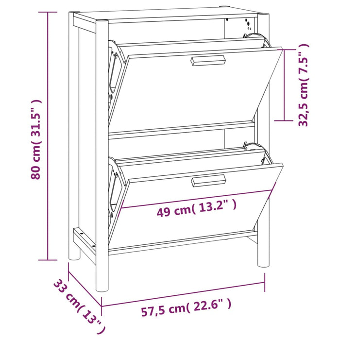 Schoenenkast 57,5x33x80 cm bewerkt hout