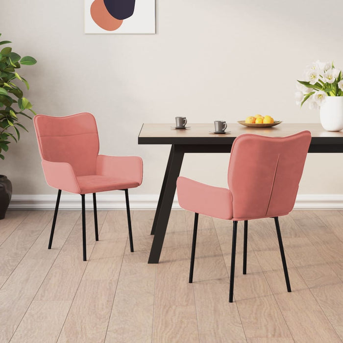 Eetkamerstoelen 2 st fluweel roze