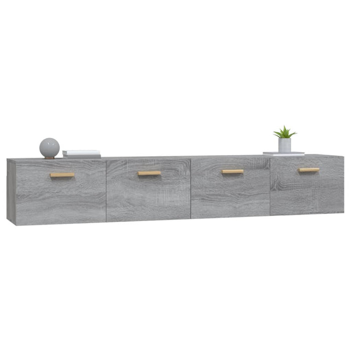 Wandkasten 2 st 100x36,5x35 cm bewerkt hout grijs sonoma