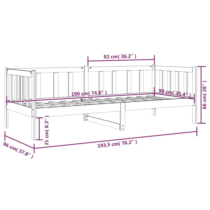 Slaapbank 90x190 cm massief grenenhout wit