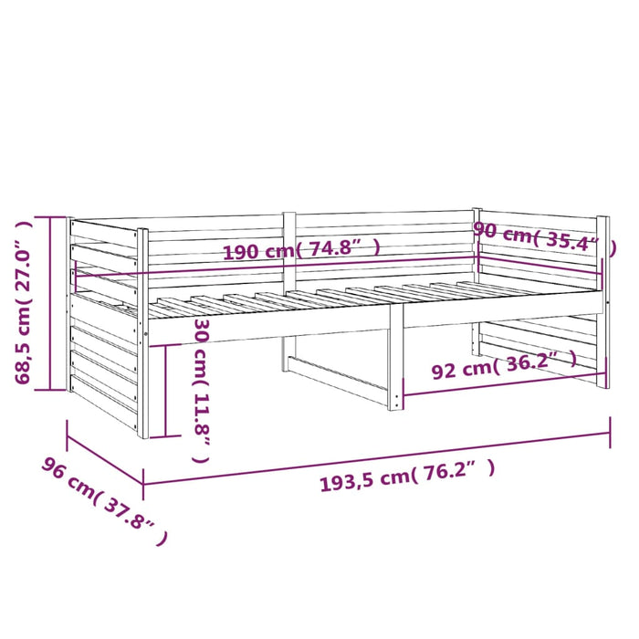 Slaapbank 90x190 cm massief grenenhout honingbruin