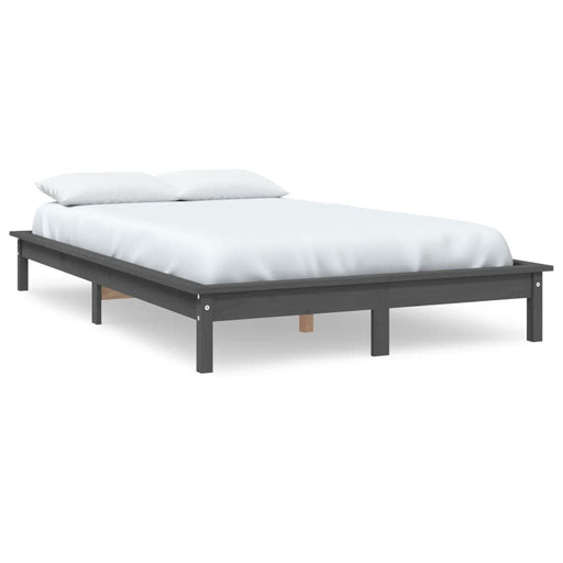 Bedframe massief grenenhout grijs 140x190 cm