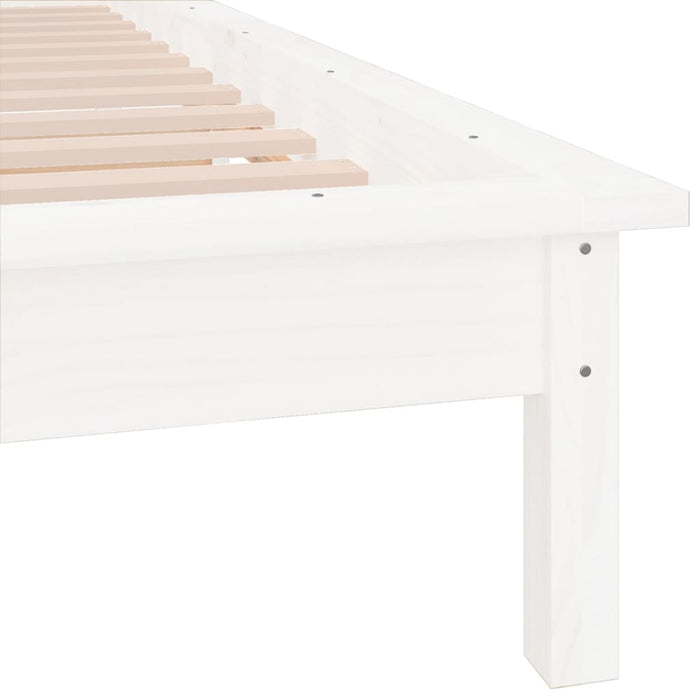 Bedframe LED massief hout wit 100x200 cm