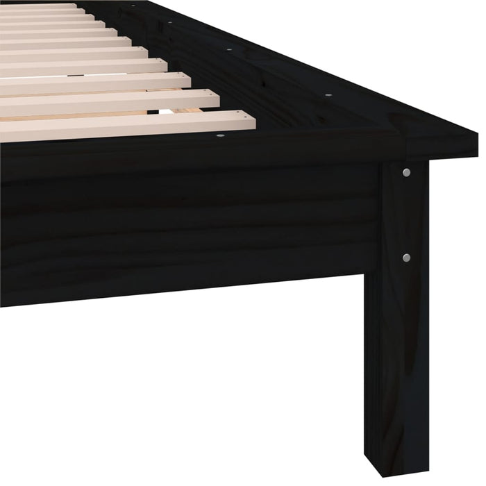 Bedframe LED massief hout zwart 100x200 cm