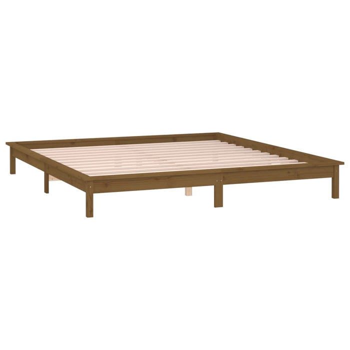 Bedframe LED massief hout honingbruin 120x200 cm