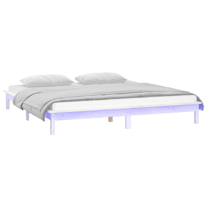 Bedframe LED massief hout wit 180x200 cm 6FT Super King