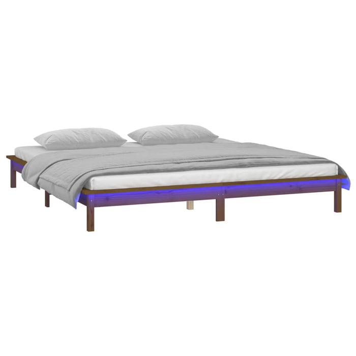 Bedframe met LED hout honingbruin 120x190 cm 4FT Small Double