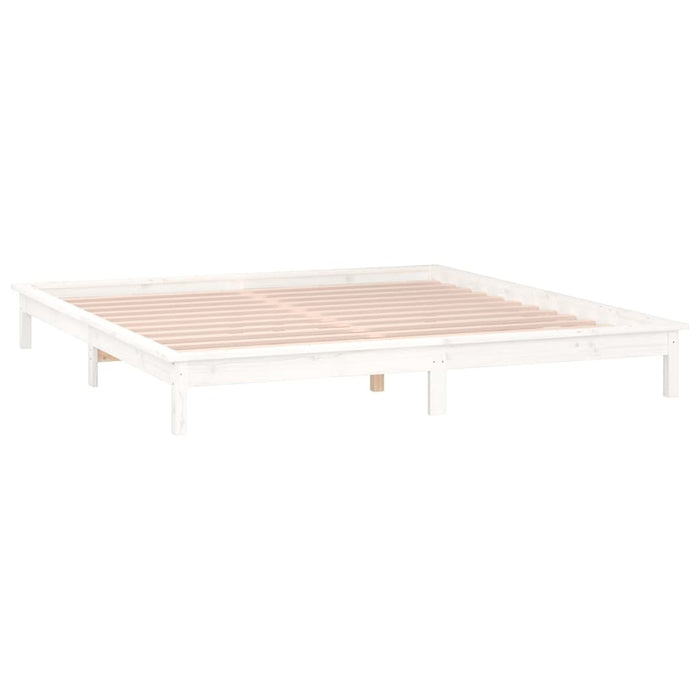 Bedframe LED massief hout wit 135x190 cm 4FT6 Double