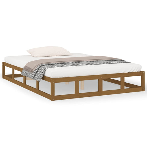 Bedframe massief hout honingbruin 150x200 cm 5FT King Size