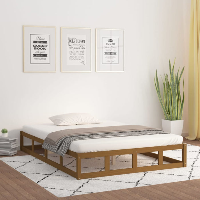 Bedframe massief hout honingbruin 135x190 cm 4FT6 Double