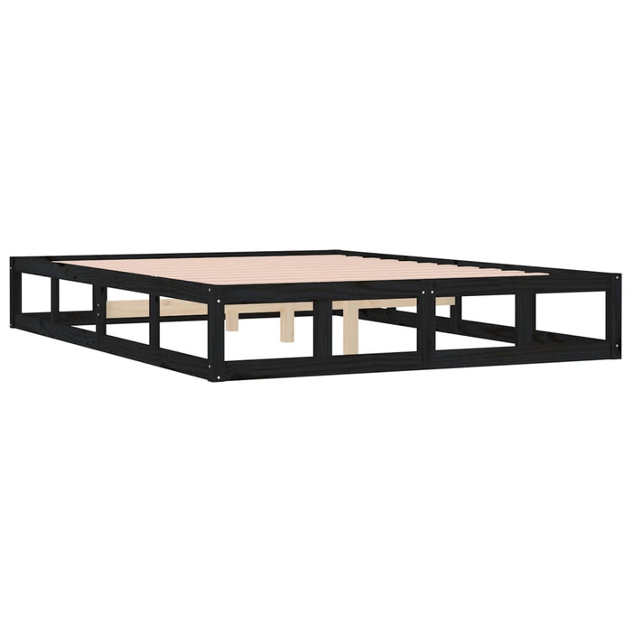 Bedframe massief hout zwart 135x190 cm 4FT6 Double