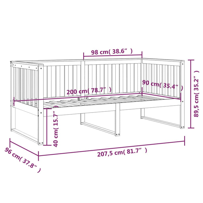 Slaapbank 90x200 cm massief grenenhout honingbruin