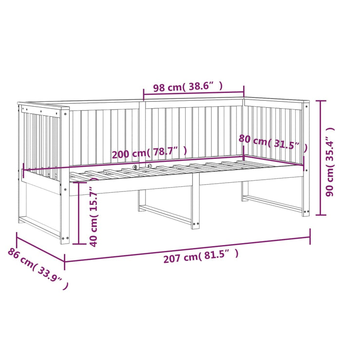 Slaapbank 80x200 cm massief grenenhout grijs