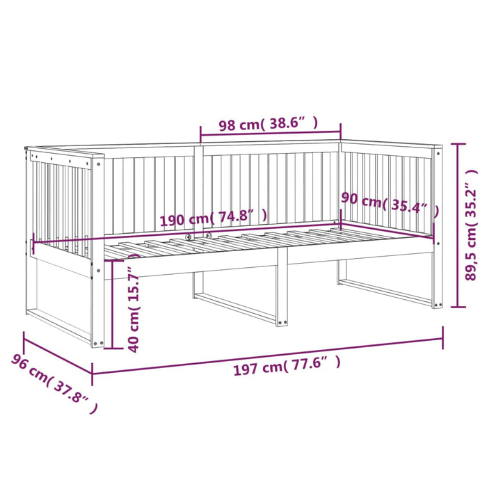 Slaapbank 90x190 cm massief grenenhout grijs