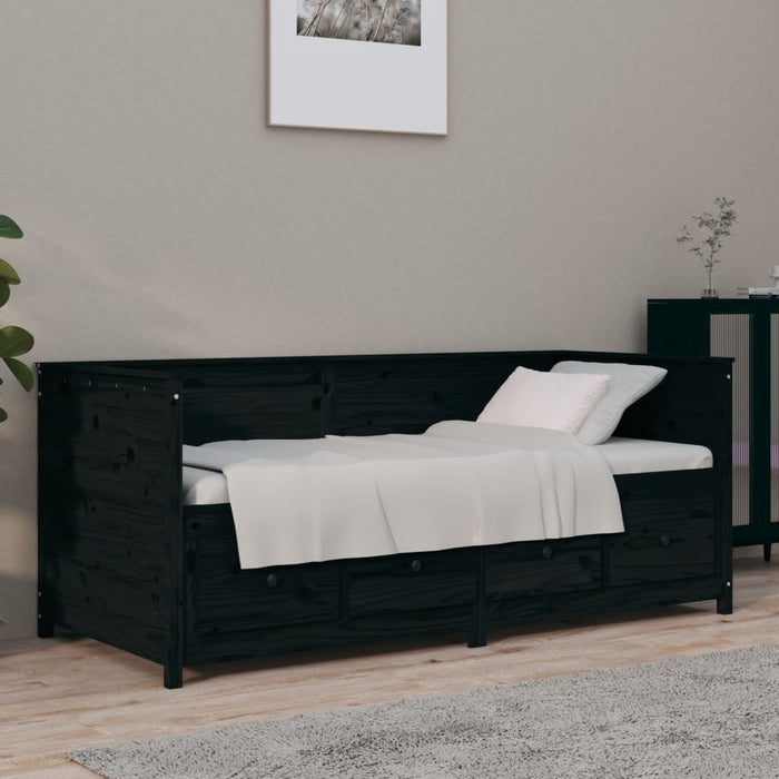 Slaapbank 90x190 cm massief grenenhout zwart