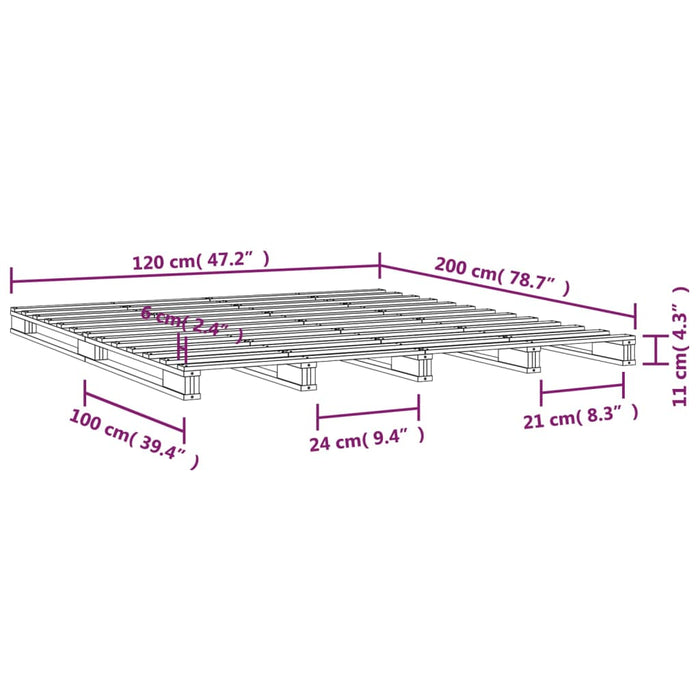 Bedframe massief grenenhout wit 120x200 cm