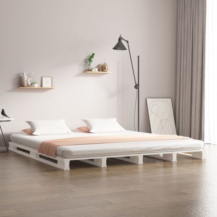 Bedframe massief grenenhout wit 120x200 cm