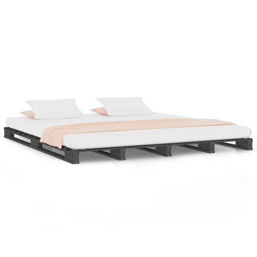 Bedframe massief grenenhout grijs 150x200 cm 5FT King Size