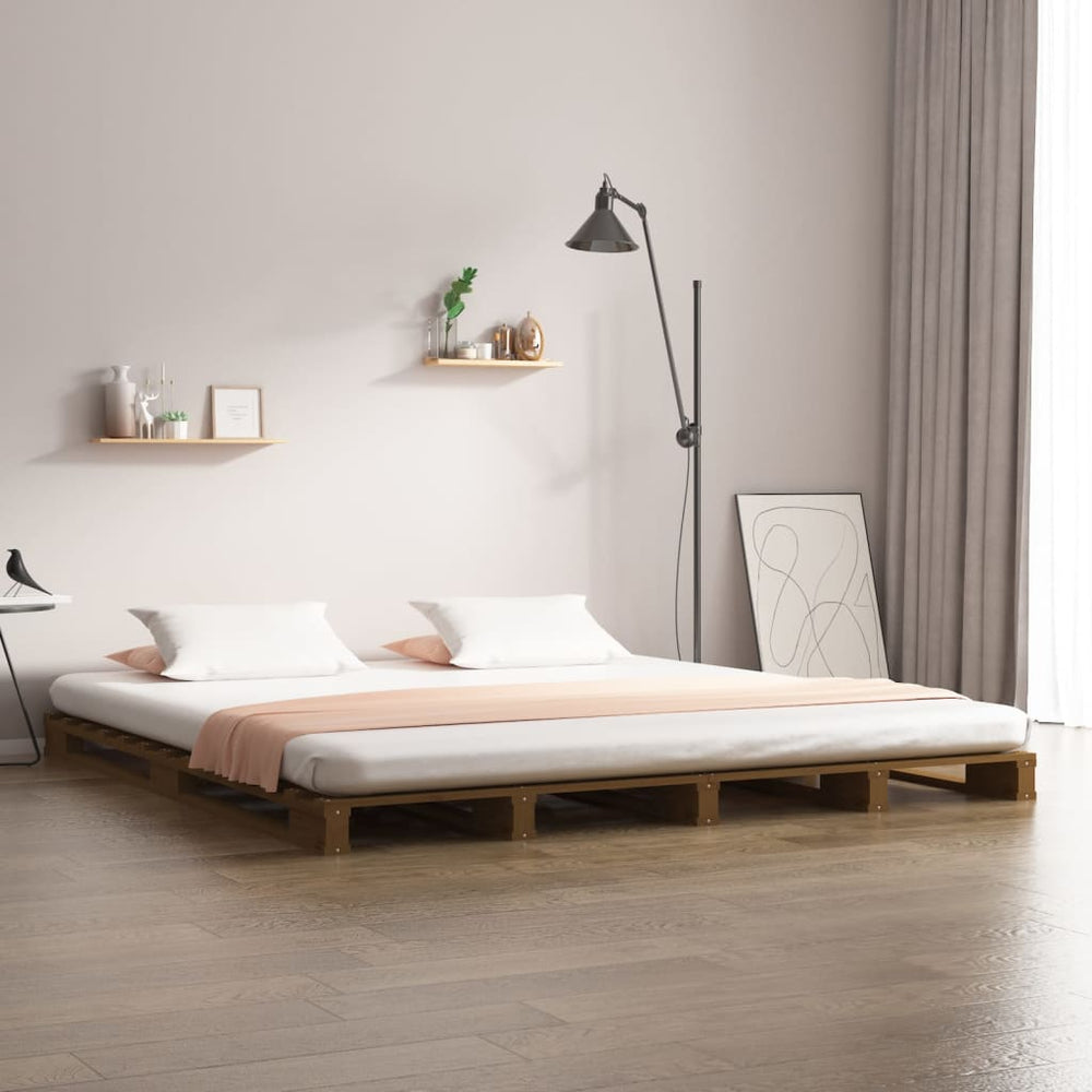 Bedframe grenenhout honingbruin 150x200 cm 5FT King Size