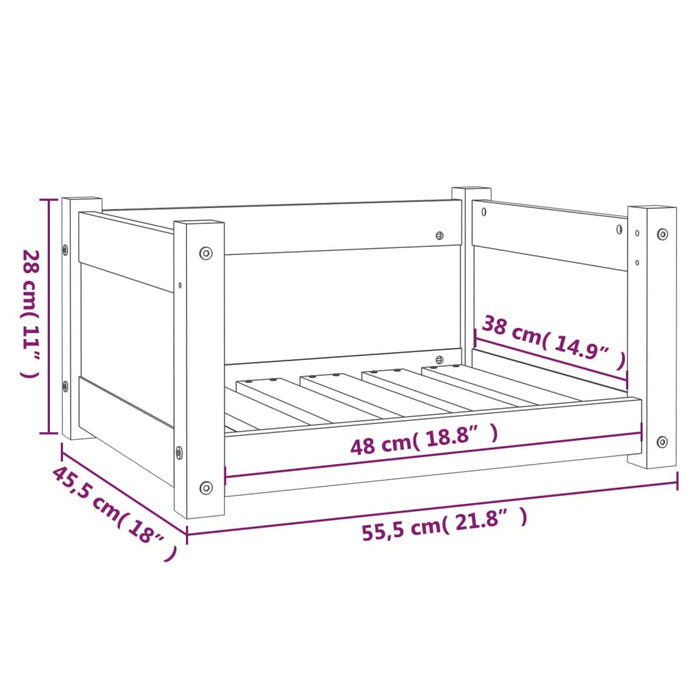 Hondenmand 55,5x45,5x28 cm massief grenenhout zwart