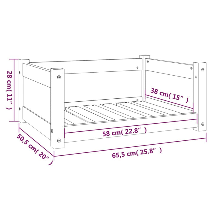 Hondenmand 65,5x50,5x28 cm massief grenenhout grijs