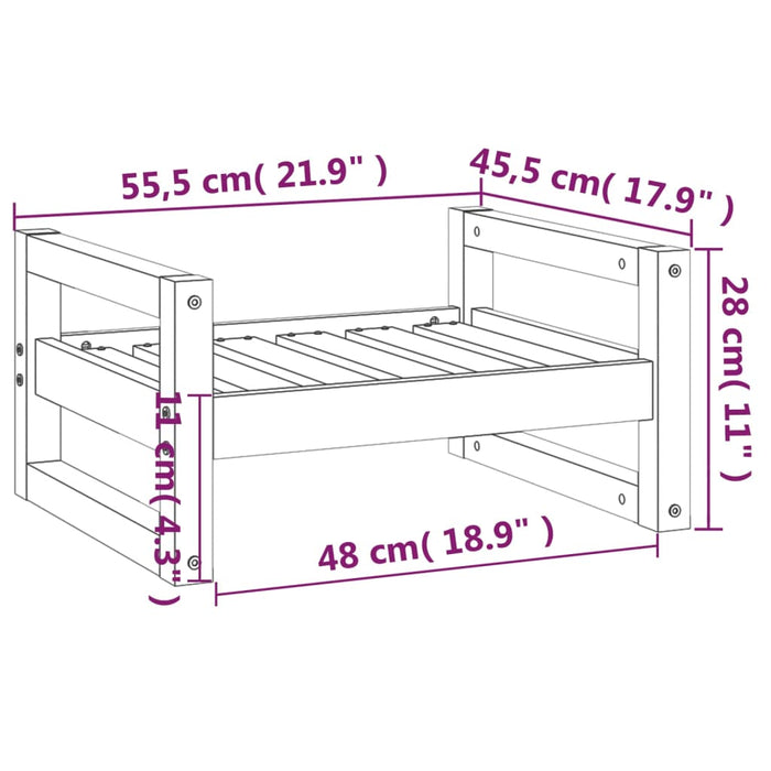 Hondenmand 55,5x45,5x28 cm massief grenenhout grijs