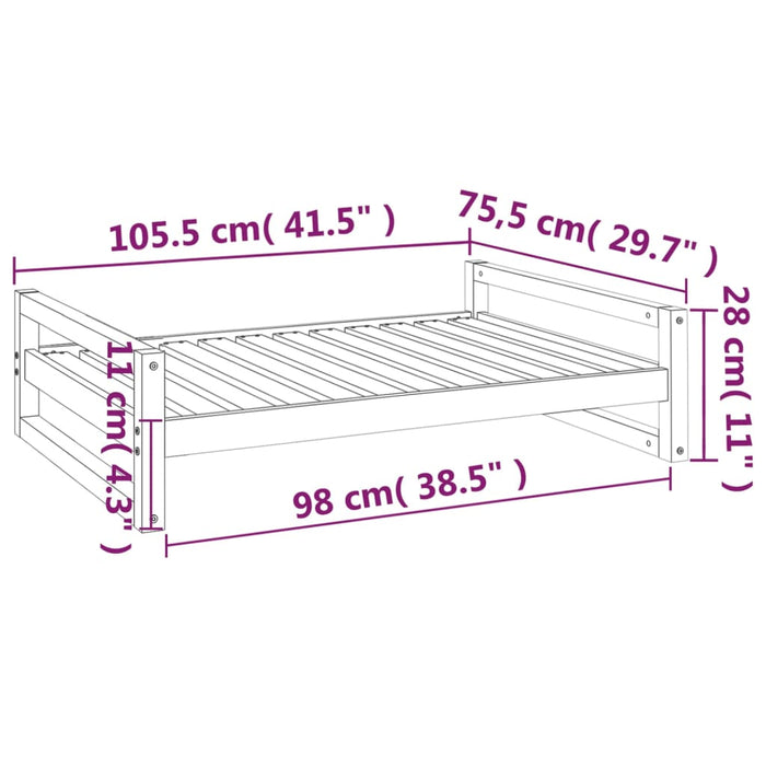 Hondenmand 105,5x75,5x28 cm massief grenenhout honingbruin