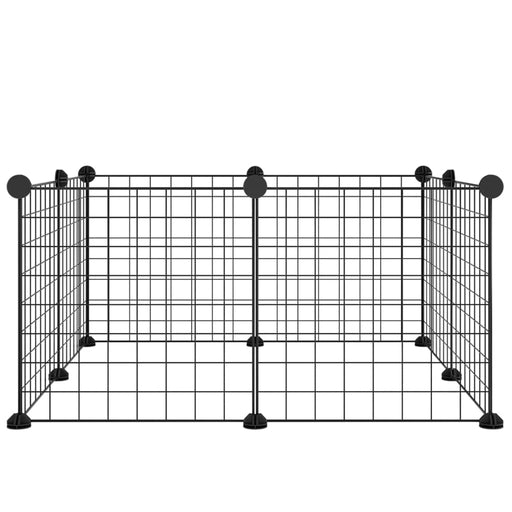 Huisdierenkooi met 8 panelen 35x35 cm staal zwart