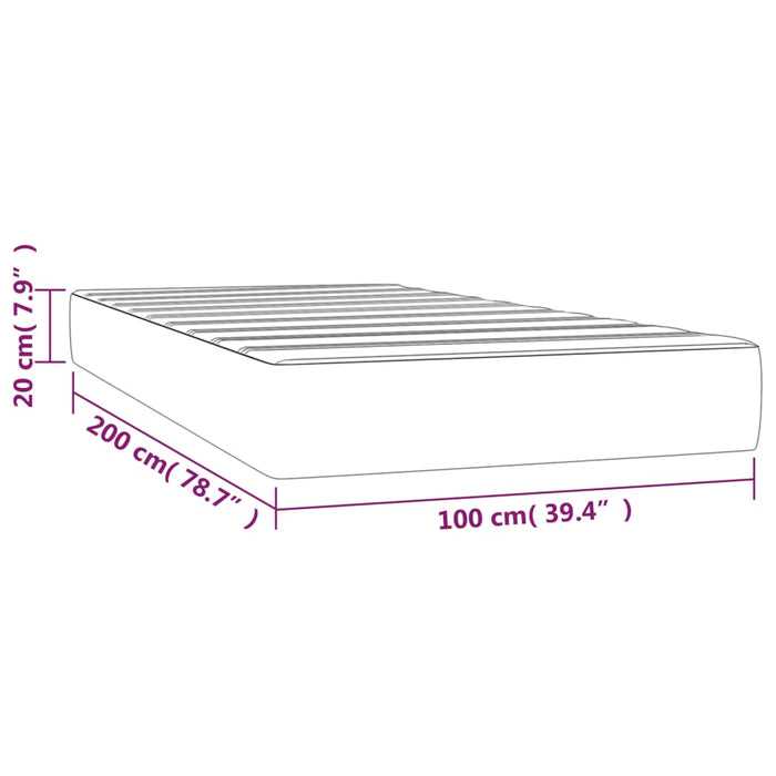 Pocketveringmatras 100x200x20 cm stof lichtgrijs