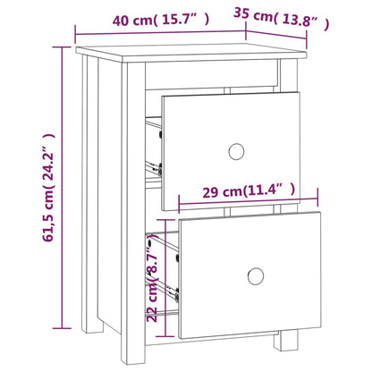 Nachtkastjes 2 st 40x35x61,5 cm massief grenenhout grijs