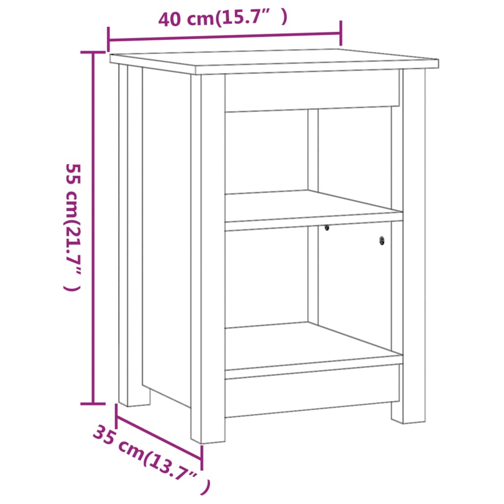 Nachtkastjes 2 st 40x35x55 cm massief grenenhout wit