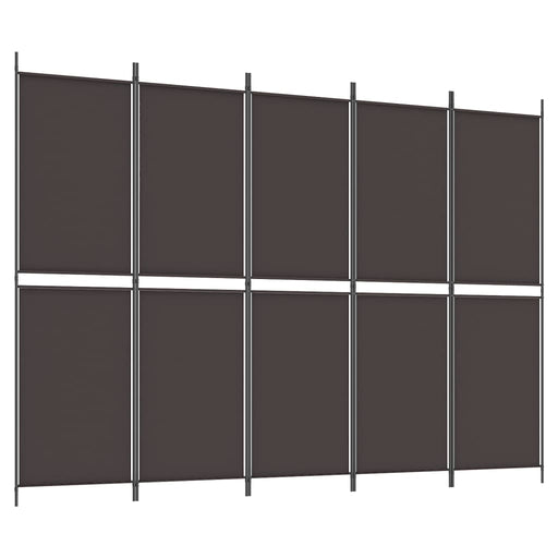 Kamerscherm met 5 panelen 250x180 cm stof bruin