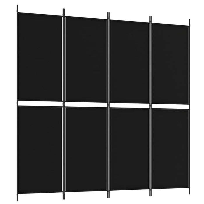 Kamerscherm met 4 panelen 200x200 cm stof zwart
