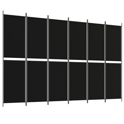 Kamerscherm met 6 panelen 300x200 cm stof zwart